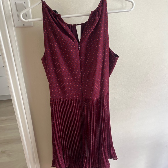 Elegant Burgundy Polka Dot Dress - Picture 2 of 6